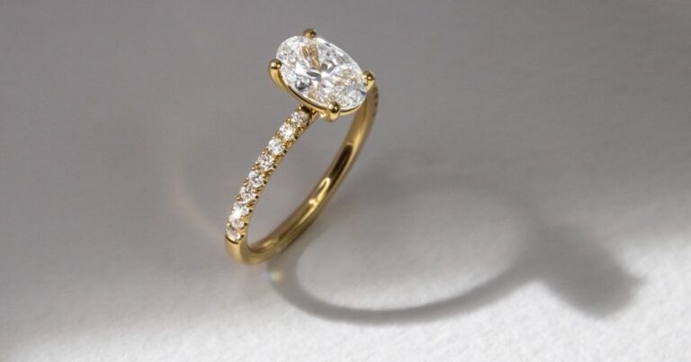Engagement ring styles with diamond-studded bands